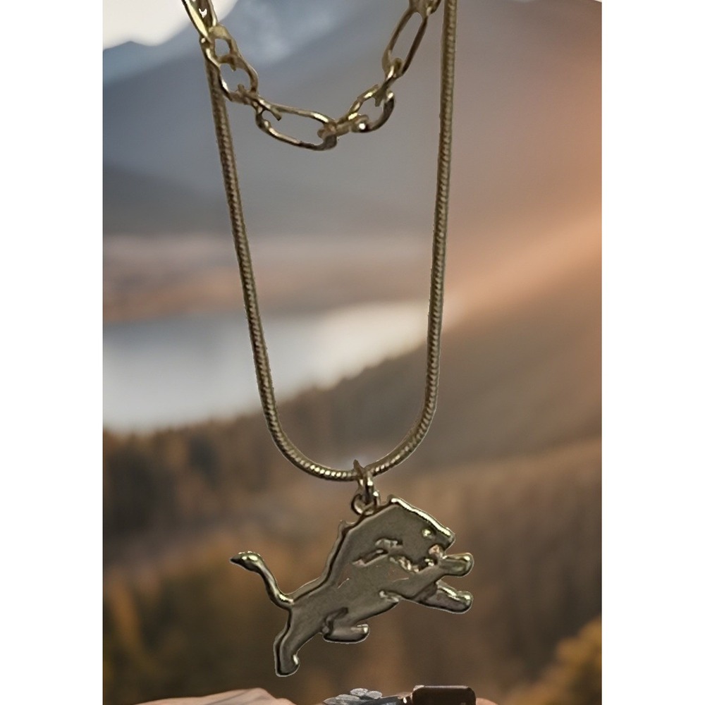 NFL Detroit Lions Double Strand Neckless Lions Charm Football Fans Gift $35 MSRP